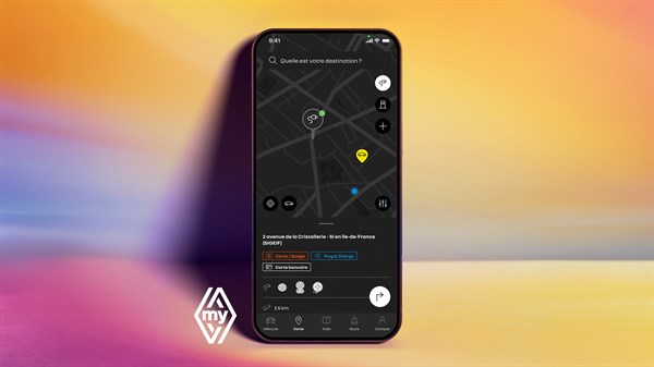 showing nearby charging points - Renault 5 E-Tech 100% électrique